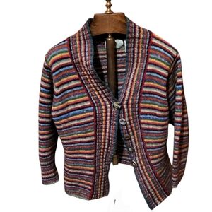 Design Options Philip & Jane Gordon Multicolored Silk Wool Cardigan Size XL